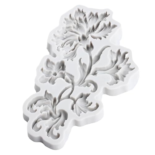 Lingzhi Baroque Fondant Mold Curlicues Relief Scroll Lace Silicone Molds - color: Style B