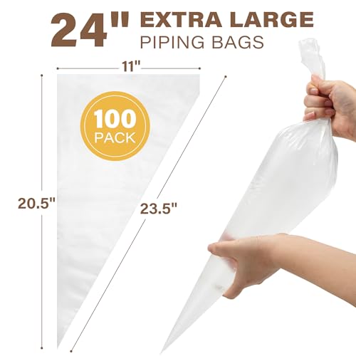 LotFancy 24 Inch Extra Large Piping Bags Disposable, 100pcs Icing Bags - size: 24 inch (Pack of 100)