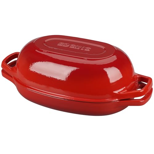 EDGING CASTING Enameled Cast Iron Oval Dutch Oven Pot with Lid, Dutch Oven for Sourdough Bread Baking, Bread Oven, Bread Dutch Oven, Oval Bread Pan, 5qt, Red - color: Red, size: 5 Quart