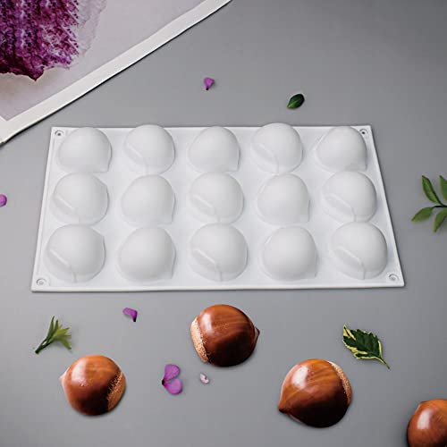 mostsom Mini Chestnut-Shaped Silicone Mold, 15 Cavity Non-Stick Gummy Mold for Chocolate, Fondant, Candy, Biscuits, Cookie, Jelly (Chestnut A) - size: Chestnut A