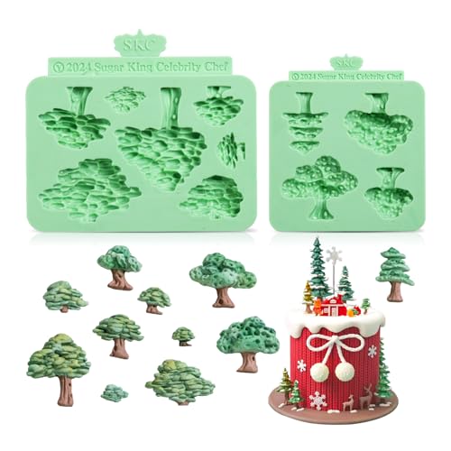 Christmas Tree Fondant Cake Decoration Silicone Molds Set of 2 - color: 2 Pieces