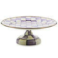 MACKENZIE-CHILDS Pedestal Platter, Small, Purple-and-White Violet Check - color: Violet Check, size: Small