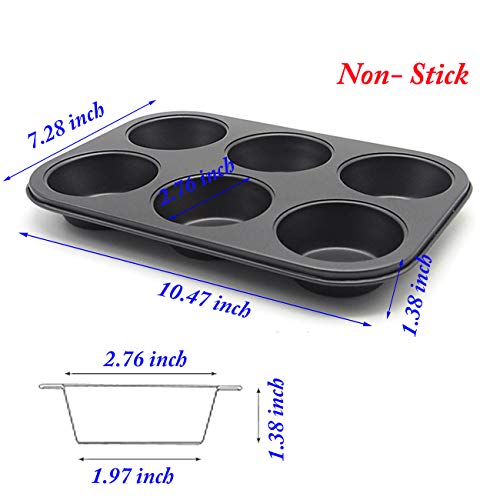 Muffin Pan 6 Cup Cupcake Baking Pan High Carbon Steel Muffin Tin - size: 1pc 6-cups pan