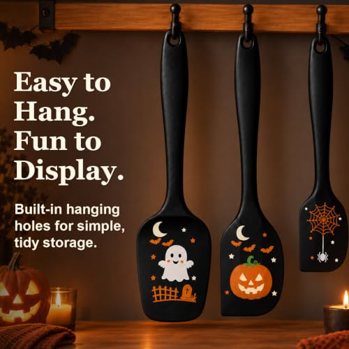 ALLWIN Halloween Silicone Spatula Set, 3-Piece, Black - color: B-Black