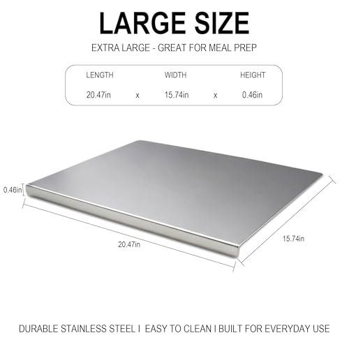 Stainless Steel Cutting Board with Counter Lip,Metal Pastry Board Kitchen - size: 0.1"L x 0.1"W