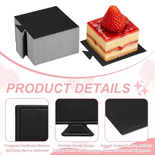 uxcell 50 Pcs Mini Cake Boards 2.8 Inch Mousse Base Square Black - size: 2.8 Inch