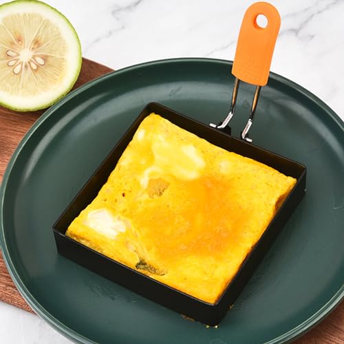 Large 4 Pcs 4 Inch Sqaure Egg Ring for Griddle Frying Egg,4" Non-stick Stainless Steel Square Egg Mold,Square Omelet Ring Pancake Mold Maker With Silicone Insulated Handle Oil Brush & Egg Separator - size: 4 Pieces Square 4 Inch