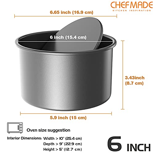 CHEFMADE Round Cake Pan, 6-Inch Chiffon Pan with Removable Loose Bottom - color: Black, size: 6-inch