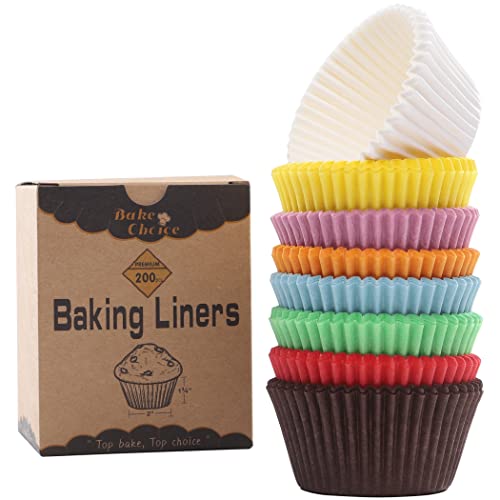 Bake Choice 200pc Standard Cupcake Liners for Baking, Rainbow Muffin Liners - color: Rainbow