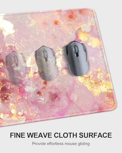 Large Mouse Pad with Wrist Rests for Keyboard & Mouse, Thick Soft Ergonomic Memory Foam Wrist Supports, Big & Long Desk Mat 35.5 x 15.7 in, for Office Gaming Computer, Pink Gold Marble - color: Pink Gold Marble