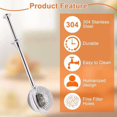 2 PCS Flour Sifter for Baking, Stainless Steel Flour Duster for Bread Baking, Powdered Sugar Shaker Duster Sifter, Spring-operated Handle Powder Sugar Shaker Dusters for Flours Tea, Full-hole - size: Full-hole