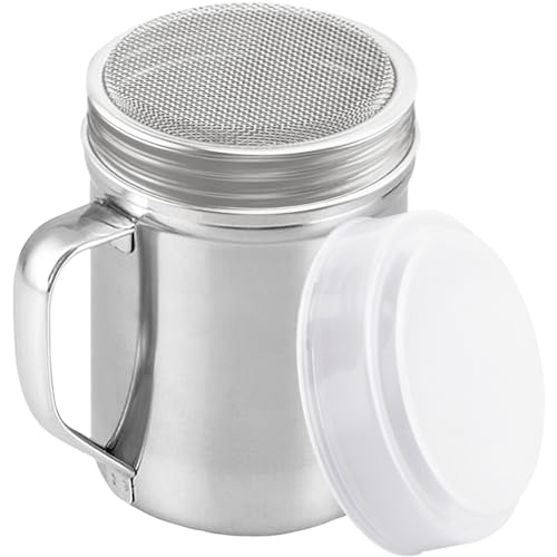 Powdered Sugar Shaker Duster - With Handle - Cinnamon Shaker For Coffee Bar - Fine Mesh Dredge - 6 ounce | Style: Fine - size: 6 Ounce