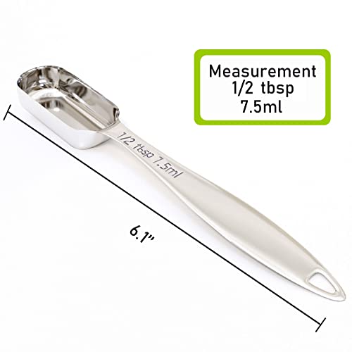 2PCS 1/2tbsp(7.5ml) Measuring Spoon, Stainless Steel Measure Teaspoon - size: 1/2tbsp|1.5tsp|7.5ml|1/4oz