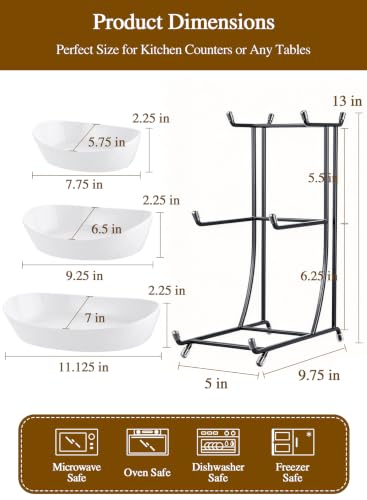 3 Tier Ceramic Fruit Bowls for Kitchen Counter, White Serving Platter - color: Black, size: 3 Tier