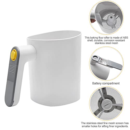 Electric Flour Sifter, Handheld Battery Operated, 4 Cup/1L Capacity