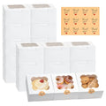 50Pcs Cookie Boxes with Window, 4×4×2.5 Inches White Paper Treat Boxes - size: 4x4x2.5 inches