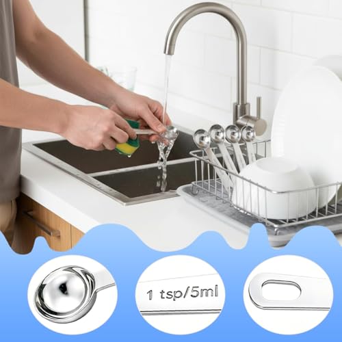 6PCS Teaspoon Measuring Spoons Set(1 Tsp, 5ml), Tablespoon Measuring Spoons Stainless Steel Short Compact Kitchen Scoops for Spices, Baking, and Everyday Cooking - size: 5 ML
