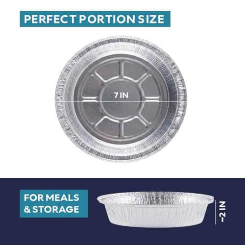 The Name 7" Round 30 Pack Aluminum Foil Pans Disposable Pie Tins, Mini Pans, Tart Baking Trays, Oven/Freezer Safe, Perfect for Apple Pie, Pumpkin Pie, Quiche, Pot Pie, Cobbler, Catering & Food Service - size: 7"