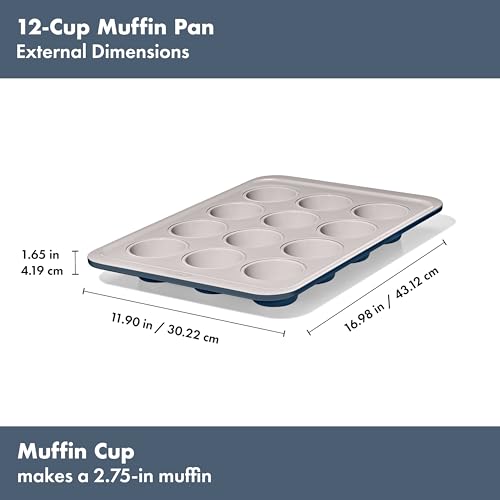 OXO Good Grips Non-Stick Pro Ceramic Coated Metal Bakeware, 12 Cup Muffin - color: Storm Blue, size: Muffin Pan