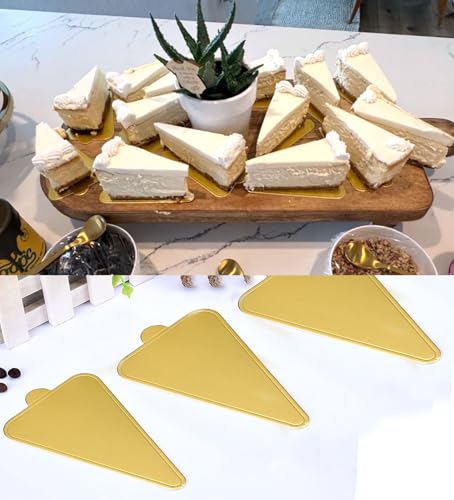 YYaaloa Mini Triangle Golden Cake Boards 50pcs Mousse Cupcake Base Paper Plates Triangle Dessert Board Base for Cake DIY, Baking Dessert Party Wedding Birthday (Triangle, 50pcs) - color: Triangle, size: 50pcs