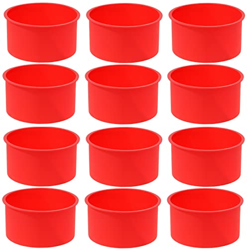 12pcs Silicone Cake Mold Baking Round Cake Molds 4 Inch Non-Stick Baking Pan Kitchen Silicone Cake Molds for Baking(Red, 4inch) - color: Red