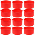 12pcs Silicone Cake Mold Baking Round Cake Molds 4 Inch Non-Stick Baking Pan Kitchen Silicone Cake Molds for Baking(Red, 4inch) - color: Red