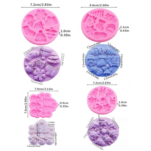 4PCS Christmas Theme Silicone Mold Snowflake Christmas Tree Snowman Bell Creative Baking Chocolate Cake Dessert Decoration Mold DIY Resin Jewelry Accessories Silicone Molds SD-260-367-529-565 - color: Style C