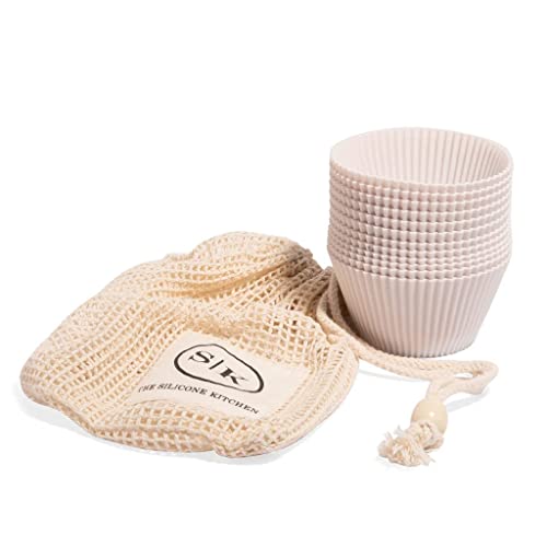 The Silicone Kitchen Reusable Silicone Baking Cups, Non-Toxic, BPA Free, Dishwasher Safe, Jumbo, 12 Pack, Designer White - size: Jumbo