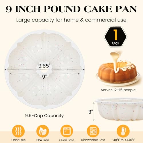 Vinino 9.5 Inch Fluted Tube Cake Pan with Metal Frame, 1 Pack