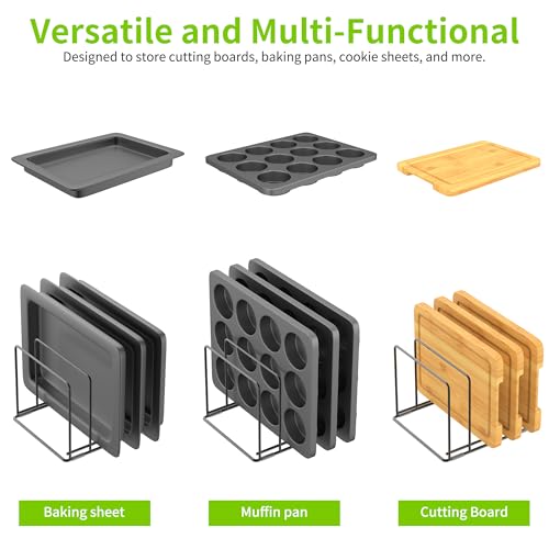 Kitchen Organizer Rack - 4-Slot Heavy-Duty Holder for Cutting Boards,Cookware – Rust-Resistant, Space-Saving Design with Non-Slip Feet for Countertop and Cabinet Storage (1 Pack) - size: 1 Pack