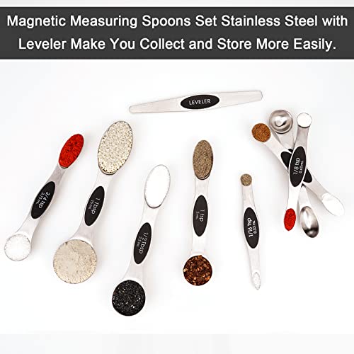 Aovchei 9 PCS Black Magnetic Measuring Spoons Set - size: 9pcs-black