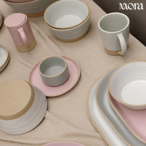 Mora Micro Ramekins Set of 4, 6oz Ceramic Pottery Baking Dishes - Microwave, Oven and Dishwasher Safe - Mist - color: Mist, size: Micro