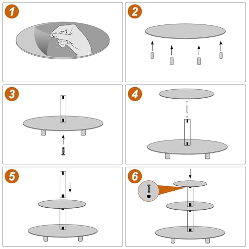 3 Tier Acrylic Cupcake Tower, 10" 12" 14" Round Trays - size: 14" x 14" x 9.1"
