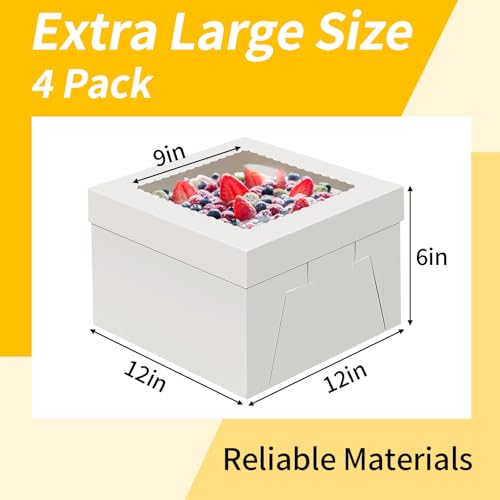 WINKIO Cake Boxes 12 inch, Cake Carrier Holder, Storage Transport Container - size: 12x12x6