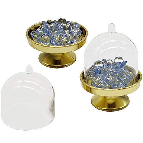 12PCS Mini Cupcake Stand, Tiny Cake Dome with Clear Plastic For Chocolate, Cheese, Coconut Macaroons, Rum Balls, Candies & More! - color: Gold