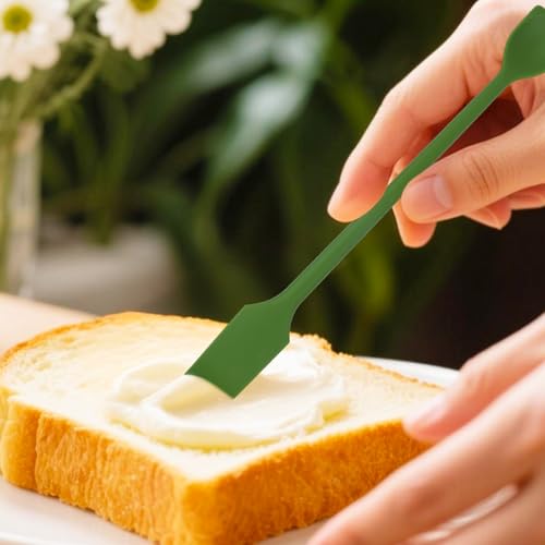 4pcs Mini Silicone Spatulas Set, Dual Sided Multifunctional Small Kitchen Scraper Long Spoon Reusable Stirrer for Jam Cake Cream Butter Icing Lotion (4 Colors) - color: color mixing