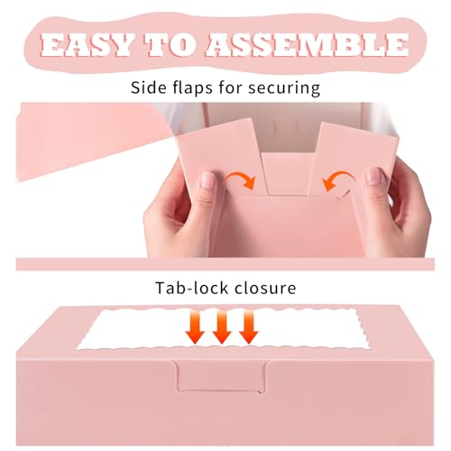 KPOSIYA 40pcs 6x6x5 In Cake Boxes with Cake Boards（20 Boxes & 20 Boards） - color: Pink, size: 6x6x5 inch