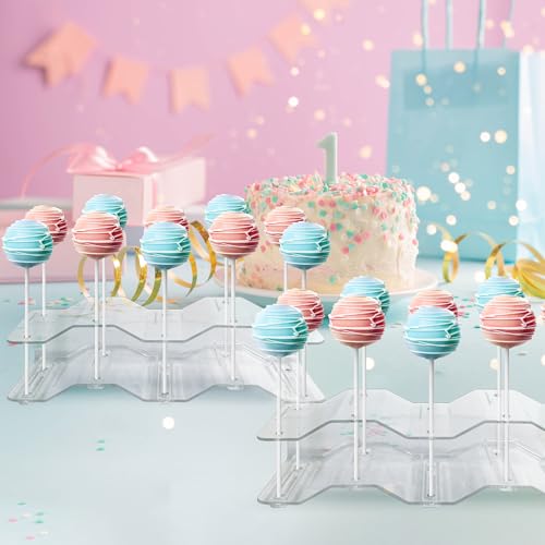 NWK 2 Pieces Cake Pop Stands Set with Sticks Kit (Clear) - color: Clear (with 50pcs sticks)