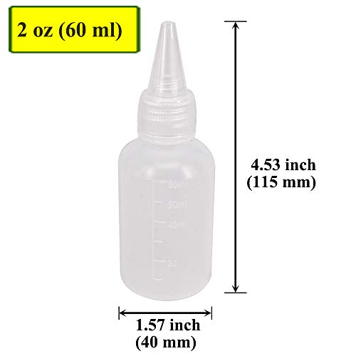 20 Pack 2-Ounce Plastic Squeeze Bottles with Measurement - size: 2 Ounces (Pack of 20)