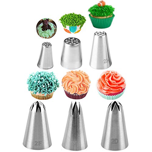 Symphony Wire Tips, Stainless Steel Icing Piping Nozzles For Pastry Fondant Tools (grass & flower) - color: Grass & Flower