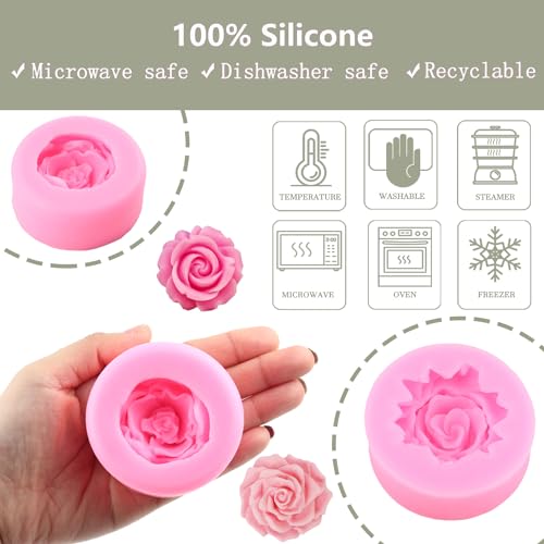 ZiXiang Bloom Rose Flower Silicone Molds Rose Fondant Mold Set of 4 - color: Style G