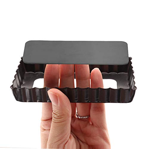 Mini Tart Pan Set of 6 Rectangular Non-Stick 4 Inch Quiche Pan Loose Removable Bottom Tart Pan for Pies, Quiche Bakeware, Cheese Cakes, Desserts - color: 4-Inch Rectangular