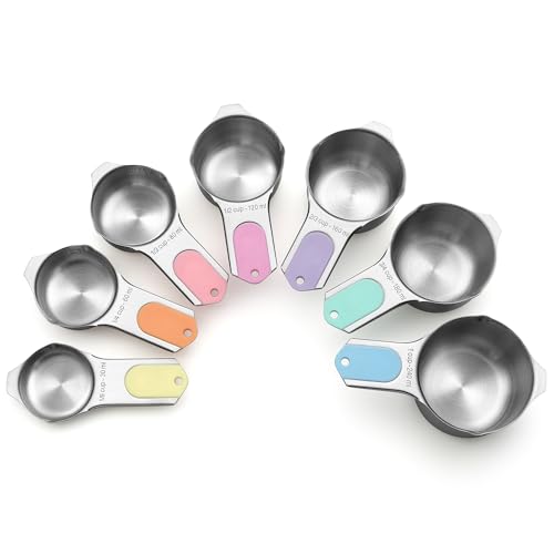 Spring Chef Magnetic Stainless Steel Measuring Cups Set of 7, Pastel - color: Pastel