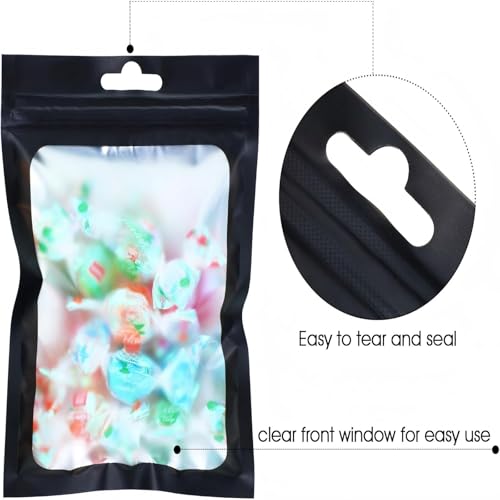 Boao 100 Pcs Resealable Foil Food Storage Bags,2.8 x 4 Inch,Black - color: Black, size: 2.8 x 4 Inch