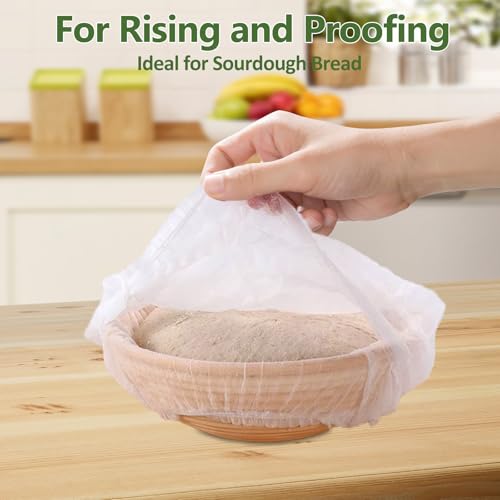 200 Pack Banneton Bread Proofing Basket Liner,21" Bread Bowls Liner Non-Stick Dough,BPA-Free Non Woven Sourdough Bread Basket Liners,Elastic Banneton Liners for Prevents Dough from Sticking to Basket