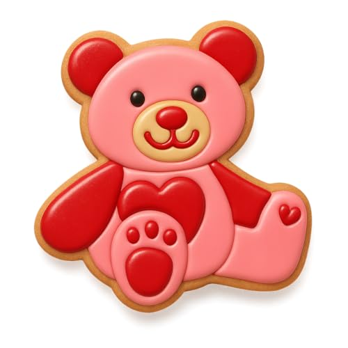 Adorable Teddy Bear Cookie Cutter & Stamp Set - 4" Tall (Random Color)