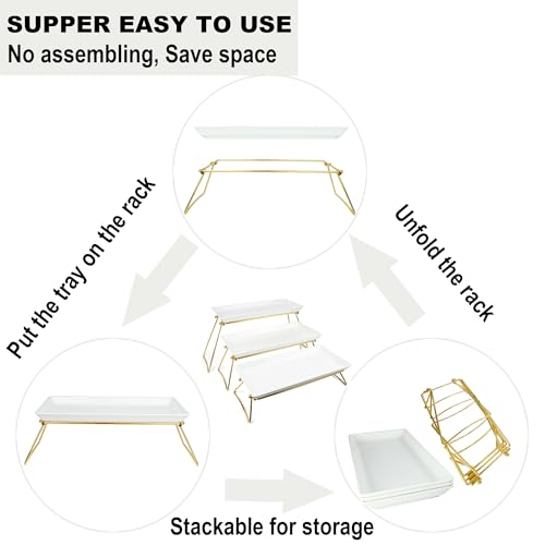Czlizdyt Extra Large 3 Tier Serving Tray Set, 24x22x9.7 inch - color: Gold