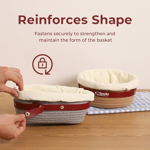 2-Pack Banneton Bread Proofing Baskets – Sourdough Starter Kit for Home Bakers, Cotton Rope Bannetons with Liners, Hanging Hooks & Dough Guide (1 Round + 1 Oval)