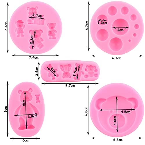 ZiXiang Pearl Fondant Mold Bear Silicone Fondant Molds Set Of 5 - color: Style A