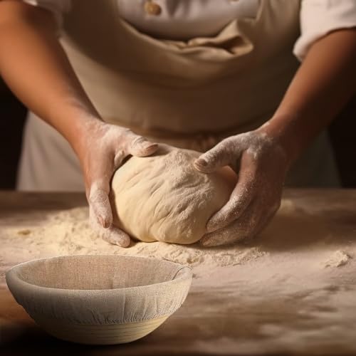 KONGDY 6 Pieces 10 Inch Round Banneton Bread Proofing Basket Cloth Liner - style: Round